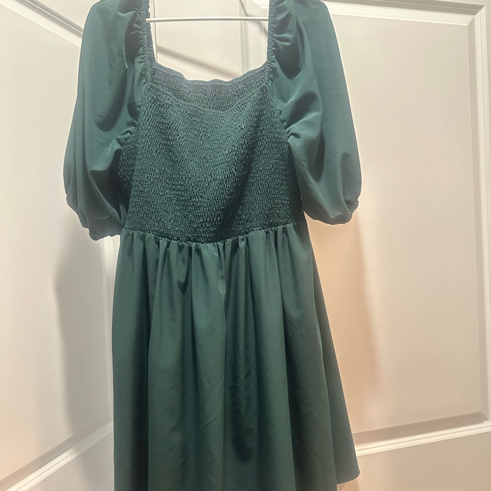 Shein Curve puff sleeve smocked mini dress